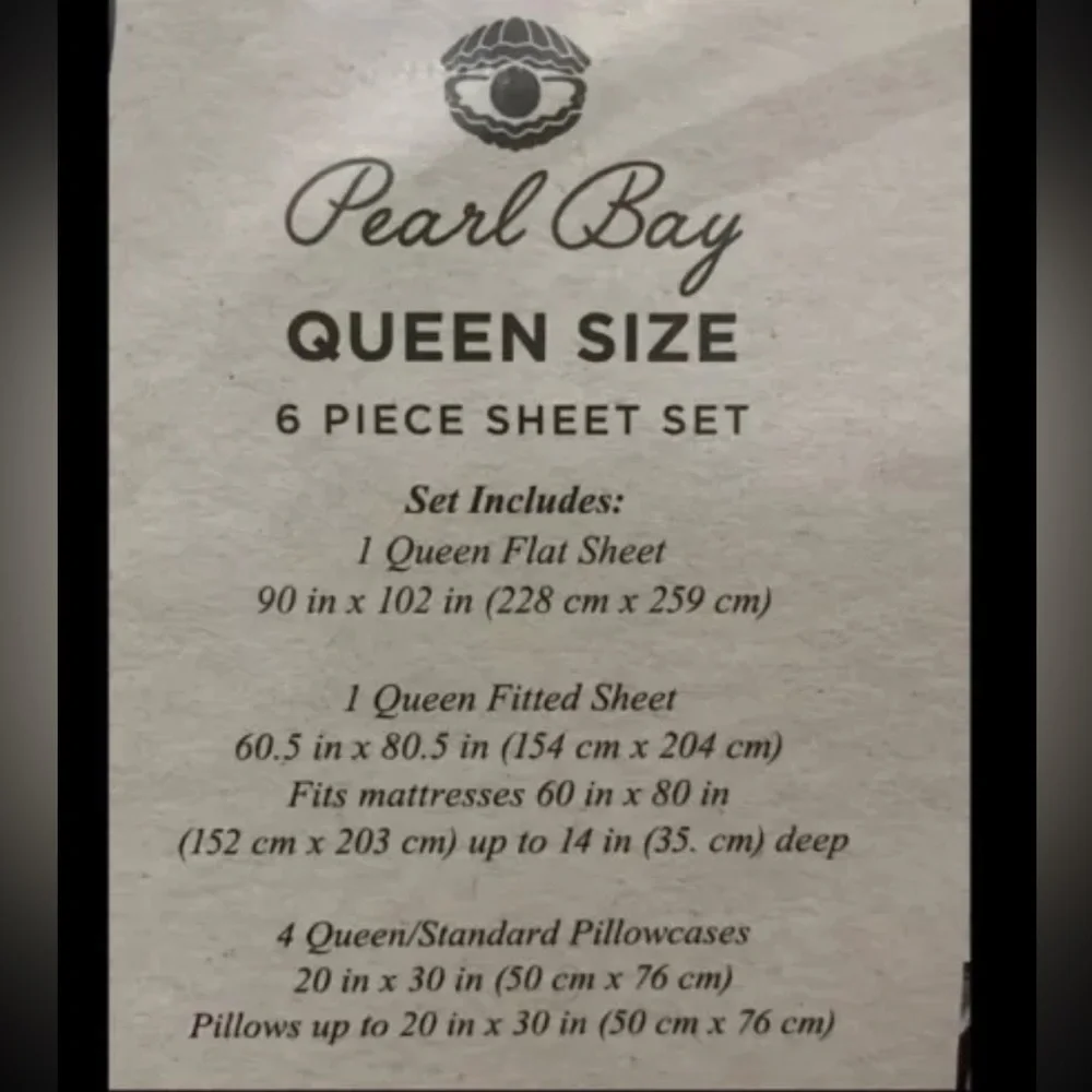 Pearl Bay 1800 Luxury Microfiber 6 Piece Bed Sheet Set Queen Sz 1 Fitted Flat